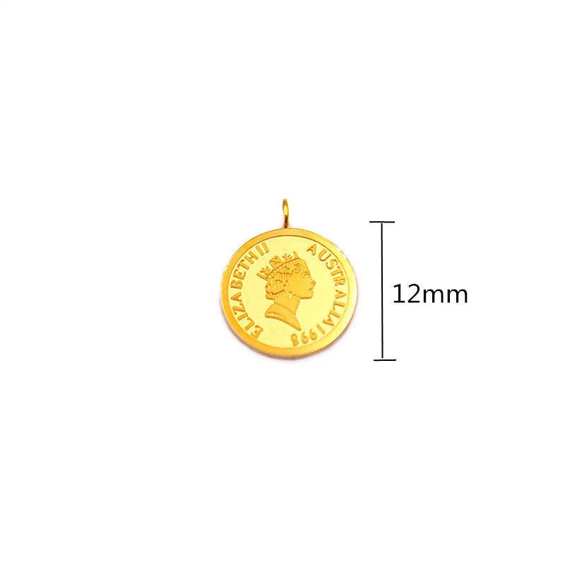 Steel Vacuum Hanging Gold-plated Queen Coin Pendants