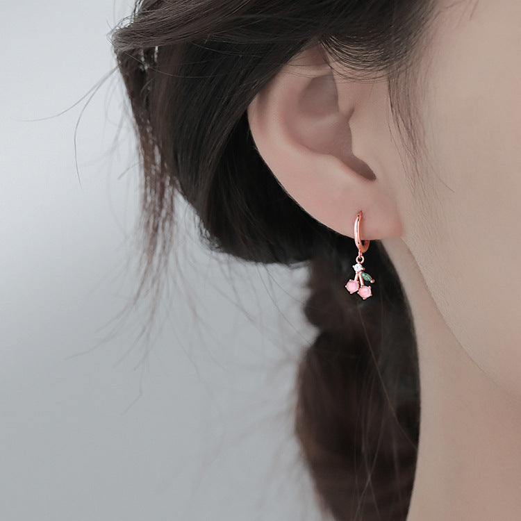 Women's Cherry Pearl Ear Clip Niche Design Earrings