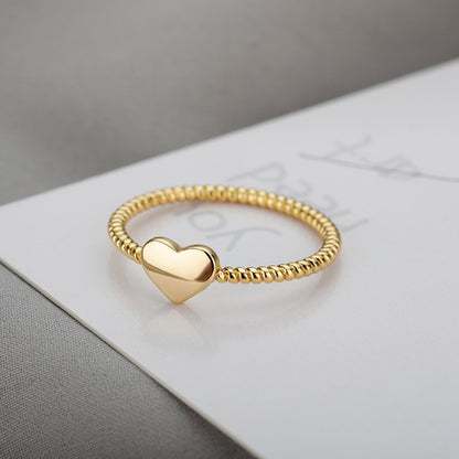 Women's Heart-shaped Love Engagement Thread Gold-plated Peach Rings