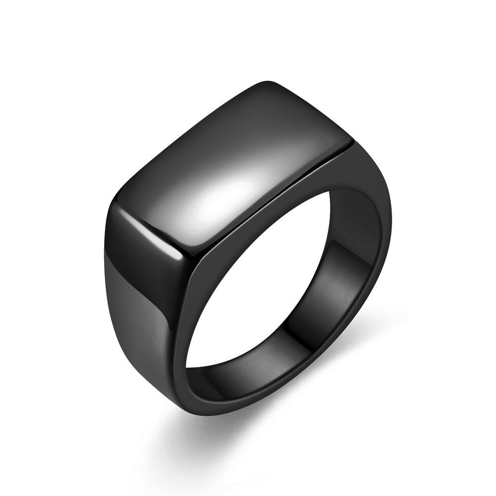 Men's Simple Fashion Personalized Hip Hop Rectangle Glossy Rings