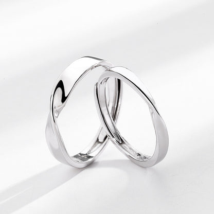 Women's & Men's Concept Sterling Sier Mobius Strip Couple Rings