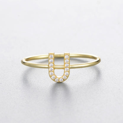 Women's Sier Zircon With English Letters Simple Rings