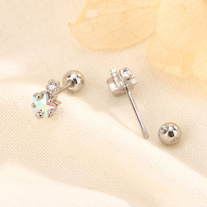 Women's Super Flash Gradient Color Zircon Pentagram Earrings
