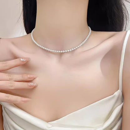 Women's Classic Knot Sier Pearl Style Clavicle Necklaces