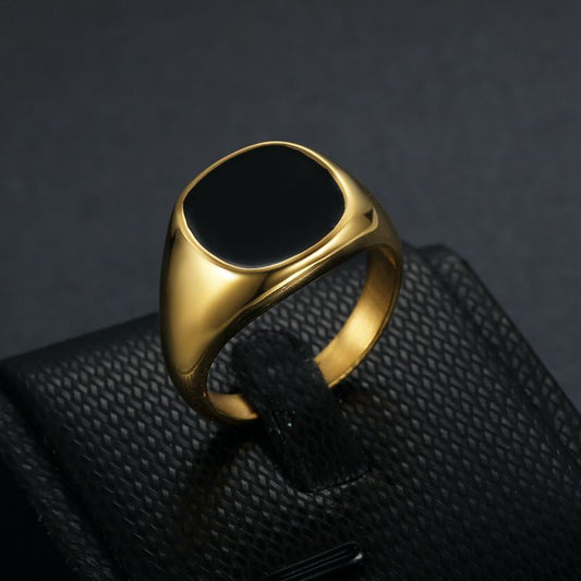 Women's & Men's Stylish Simple Personality Stainless Steel Gold Plated Rings