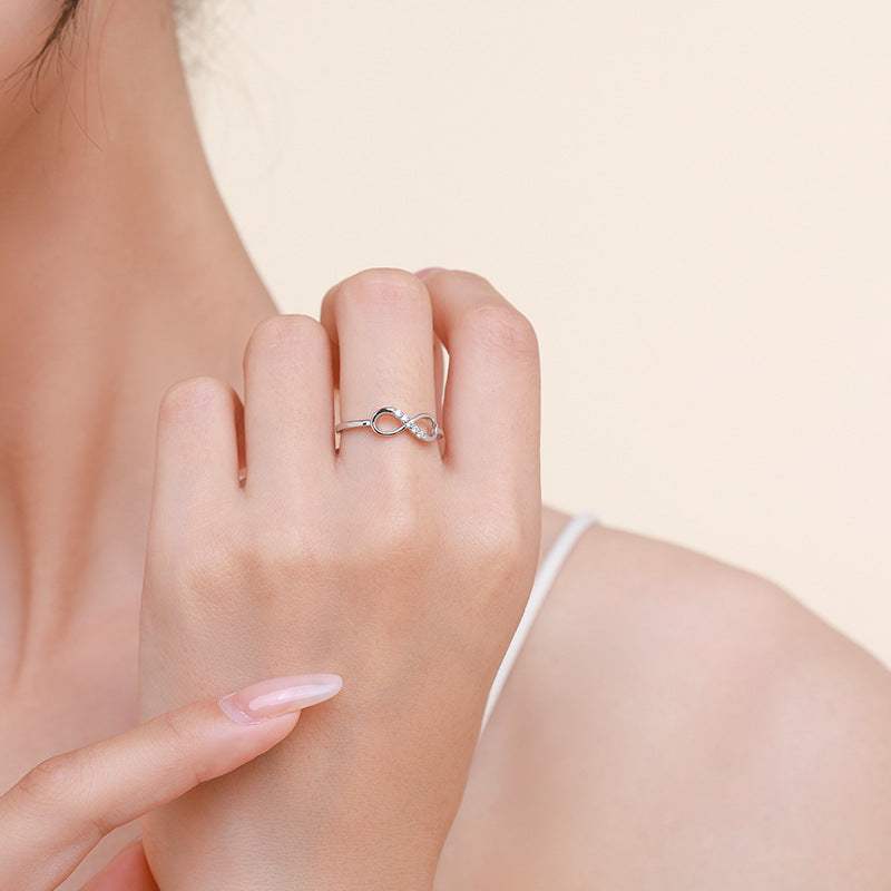 Sier Design Female Fashion Micro Rhinestone Rings