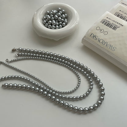 Gray Real Linen High-grade Pearl Niche Sterling Necklaces