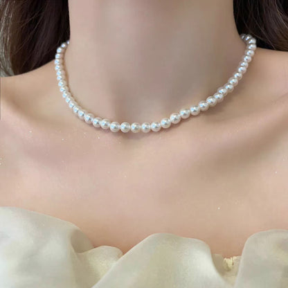 Women's Classic Knot Sier Pearl Style Clavicle Necklaces