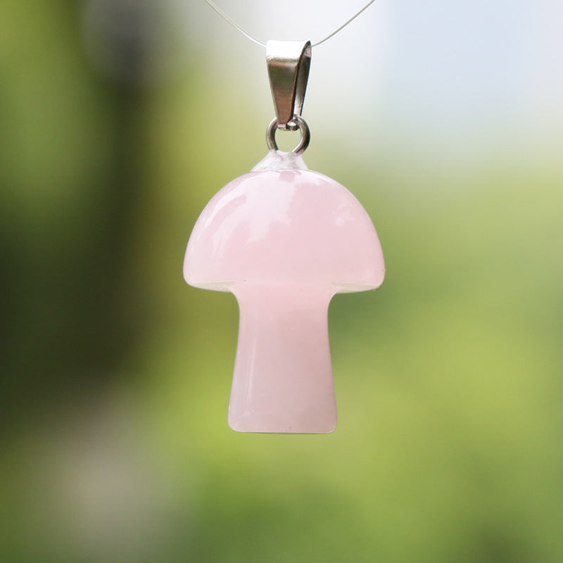 Natural Crystal Jade Mushroom Tigereye Pink Pendants