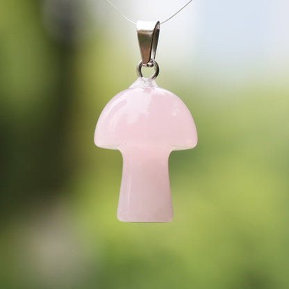 Natural Crystal Jade Mushroom Tigereye Pink Pendants