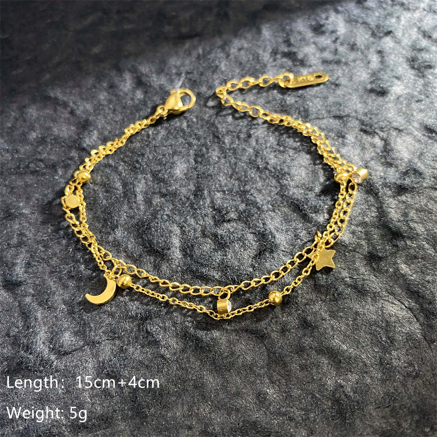 Simple Golden Clover Roman Digital Titanium Bracelets