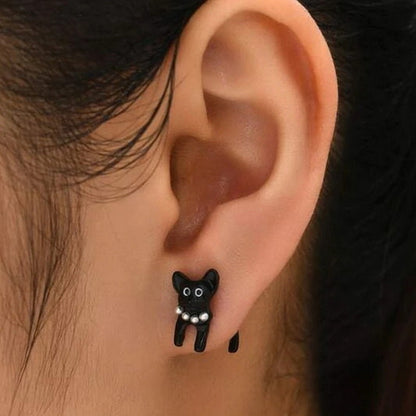 Kitty Interspersed Personality Hanging On Back Earrings