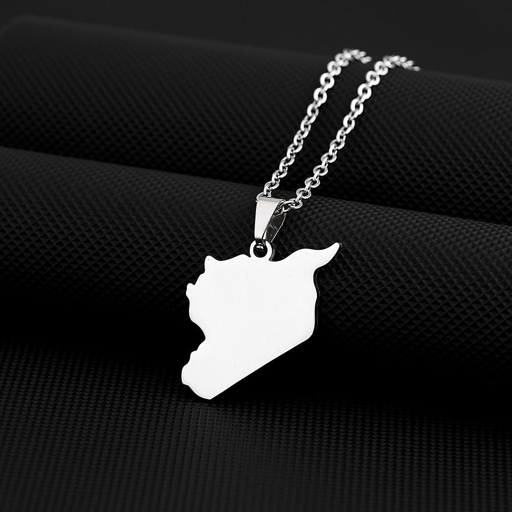 Women's & Men's Syrian Free Army Map Flag For Necklaces