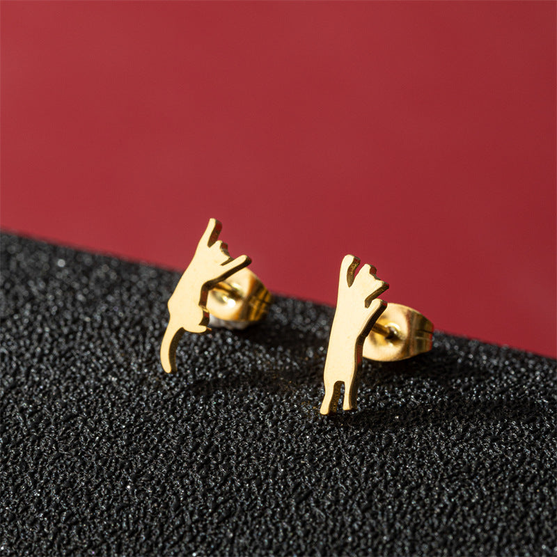 Fashion Small Ear Female Cute Stainless Steel Animal Pet Earrings