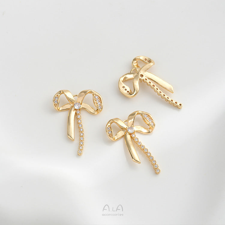 Retention Water Drop Zircon Bow Handmade Ear Pendants