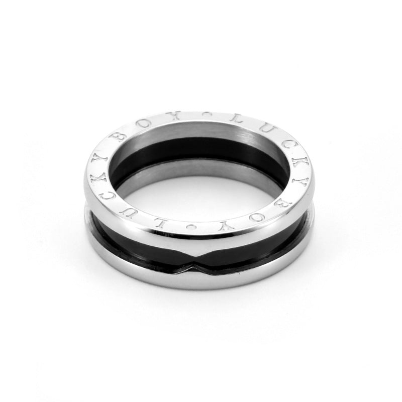 Men's Fashion Titanium Steel Melamine Three-in-one Combined Rings