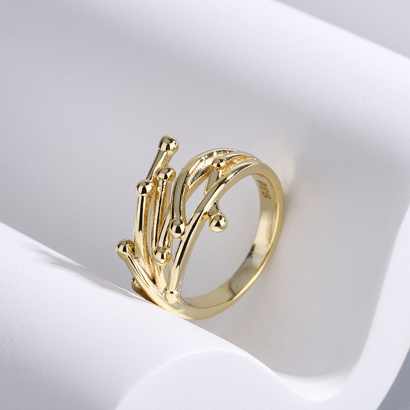 Korean Branch Minimalist Design Wind Geometric Rings