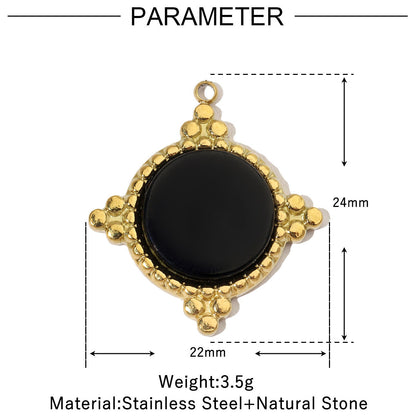 Natural Stone Titanium Steel Female French Pendants