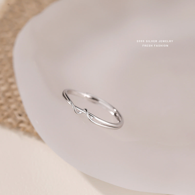 Winding Line Female Sterling Sier Simple Versatile Korean Rings