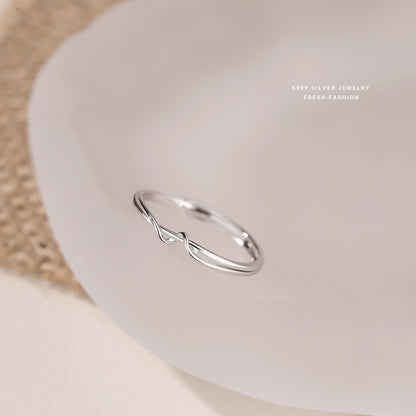 Winding Line Female Sterling Sier Simple Versatile Korean Rings