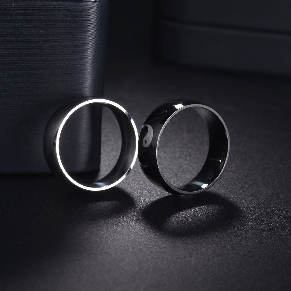 Men's Laser Gossip Fish Stainless Steel Does Rings
