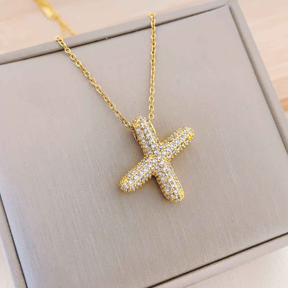 Women's Letter Hip Hop Full Zircon Exquisite Necklaces
