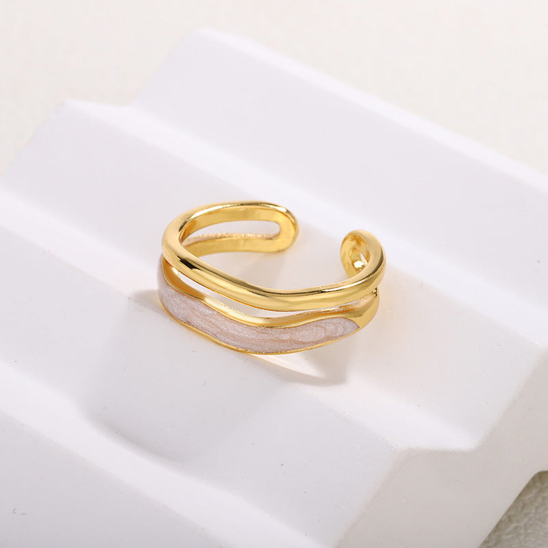 Cream White Enamel Female Design High-grade Rings