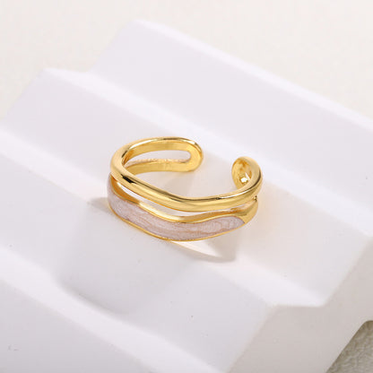 Cream White Enamel Female Design High-grade Rings
