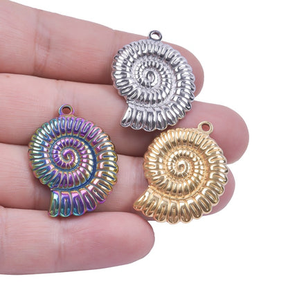 Colorful Golden Spiral Ornament Accessories Stainless Pendants