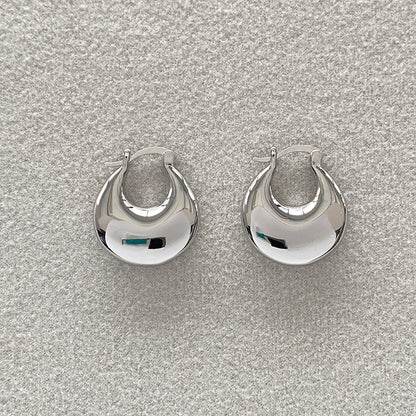 Flat Round Simple Elegant High-grade Oval Earrings