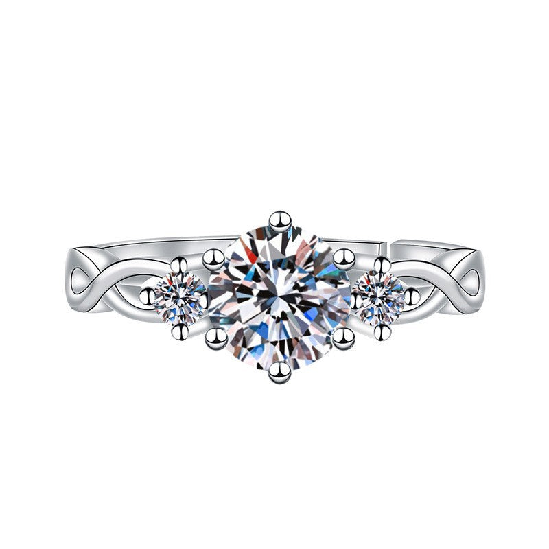 Elegant Imitation Moissanite Open Adjustable Live Broadcast Rings