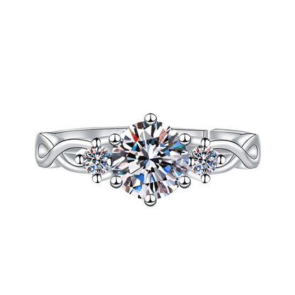 Elegant Imitation Moissanite Open Adjustable Live Broadcast Rings