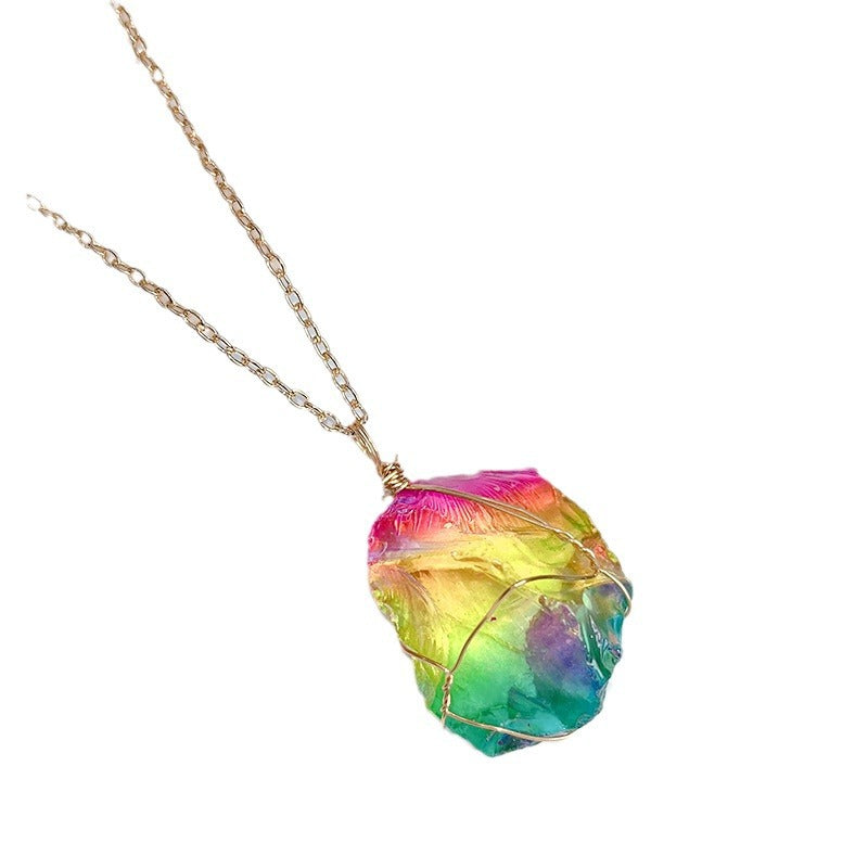 Rough Stone Handmade Irregular Color Crystal Pendants