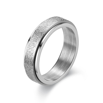 Men's Lucky Jewelry Titanium Steel Rotatable Embossed Rings