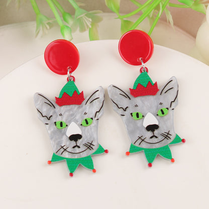 Creative Christmas Series Elk Acrylic Exaggerated Earrings