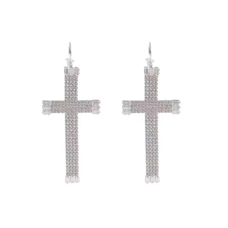 Cross Tassel Cool Nightclub Disco Dancing Personality Earrings