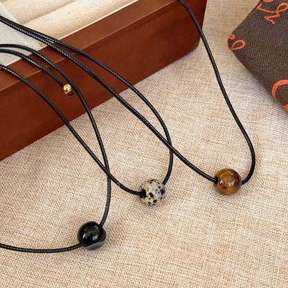 Tigereye Leather String Female Light Luxury Minority Necklaces