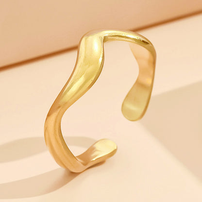 Irregular Curved Wave Female Open Stainless Rings