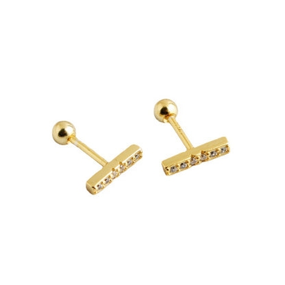 Women's Bar Screw Gold Simple Ear Bones Earrings