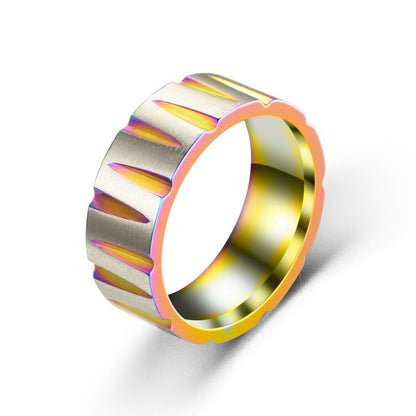 Women's & Men's Creative Batch Flower Horizontal Sand Stainless Steel Rings