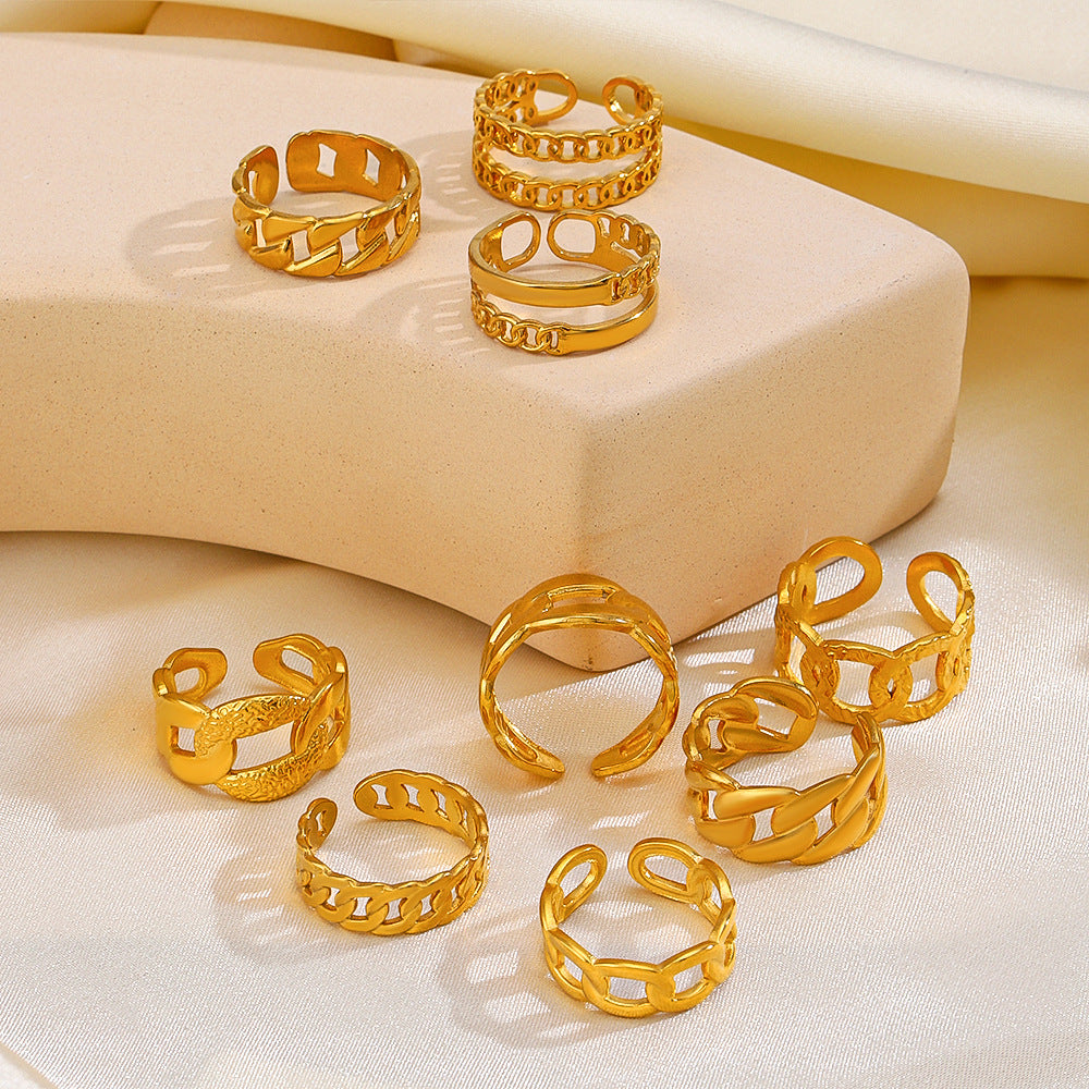 Stainless Steel Chain Stylish Opening Adjustable Rings