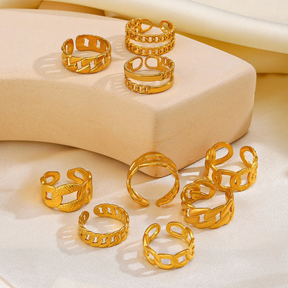 Stainless Steel Chain Stylish Opening Adjustable Rings