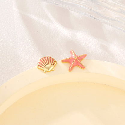 Fresh Blue Starfish Female Summer Niche Earrings