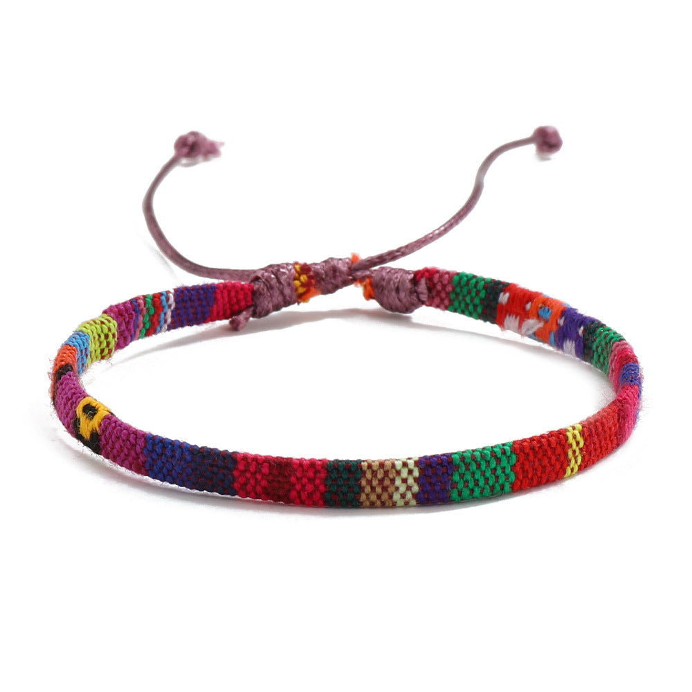 Colorful Bohemian Style Cotton Linen Fabric Woven Bracelets