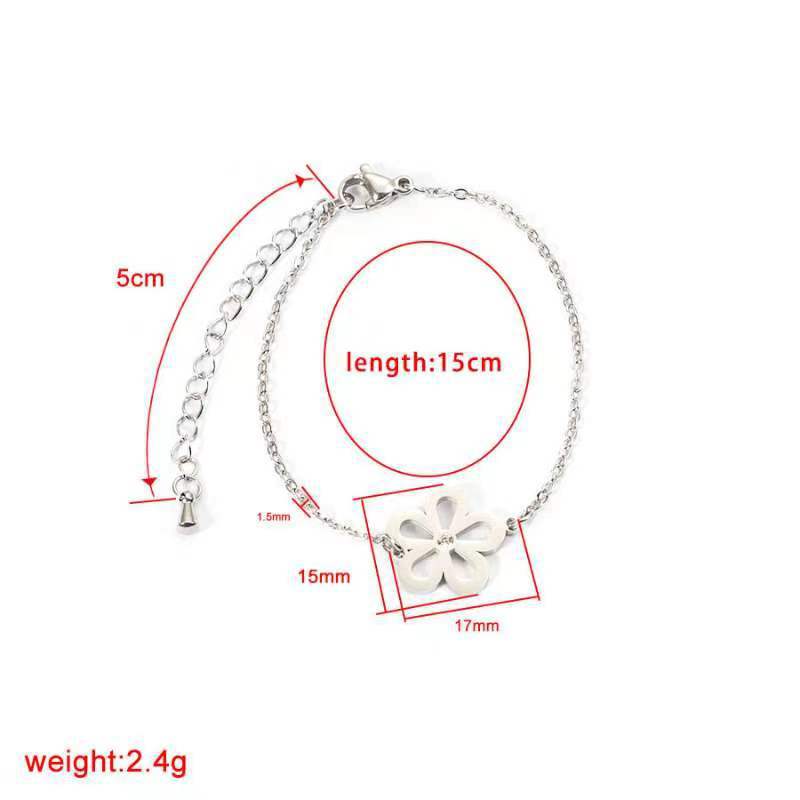 Women's Stainless Steel Hollow Flower Diamond Style Bracelets