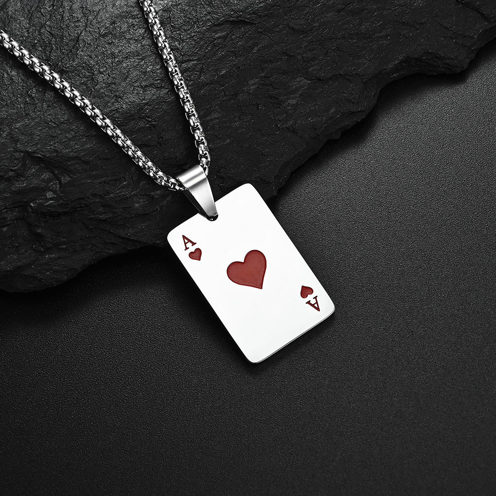 Peach Black Titanium Steel Poker Personality Pendants