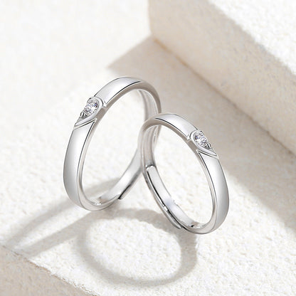 Women's & Men's Love Couple Simple Platinum Sier Versatile Rings