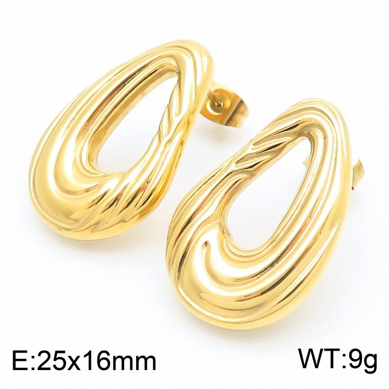 Stainless Steel Line Design Water Drop Earrings