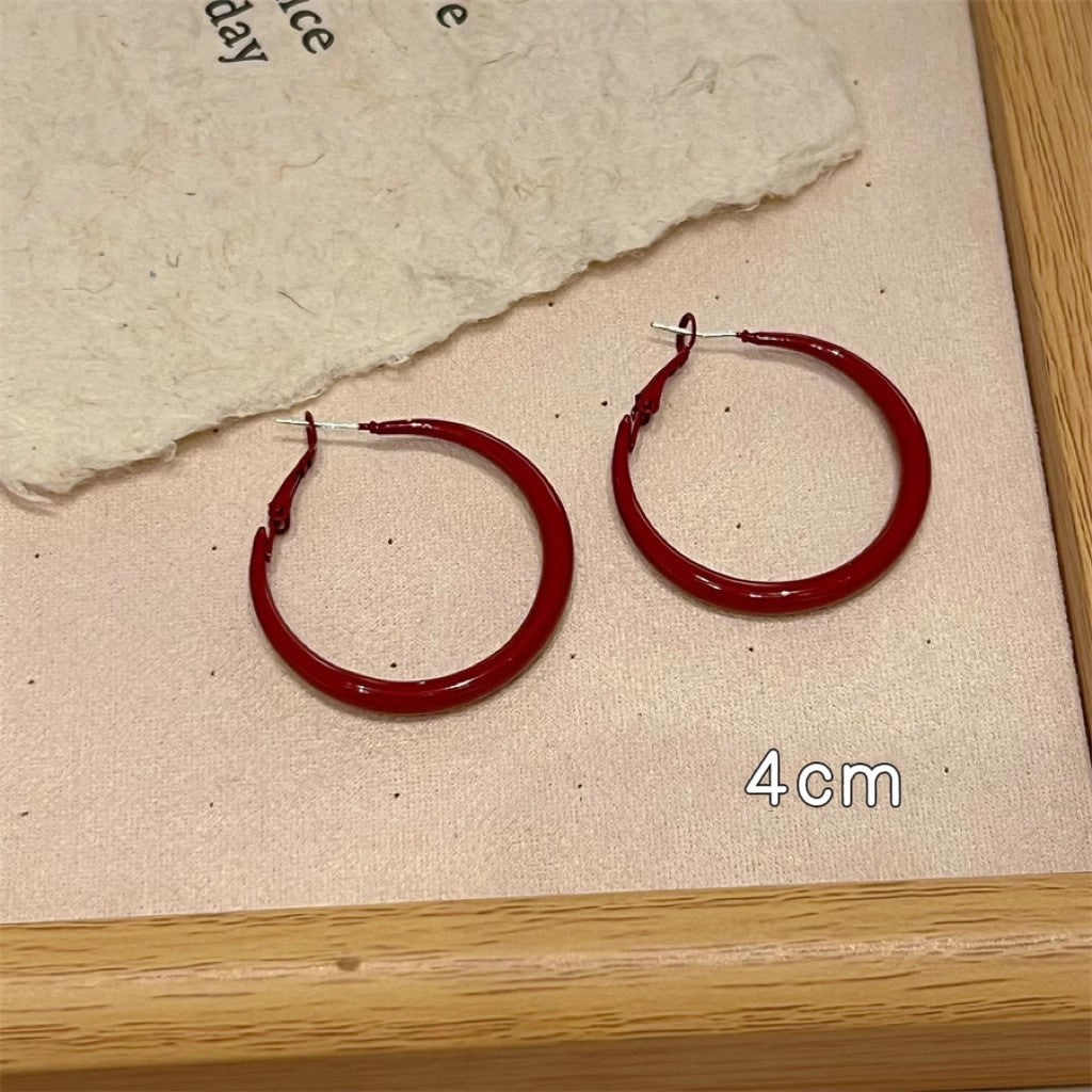 Women's Retro Style Red Simple Graceful Fashionable Earrings