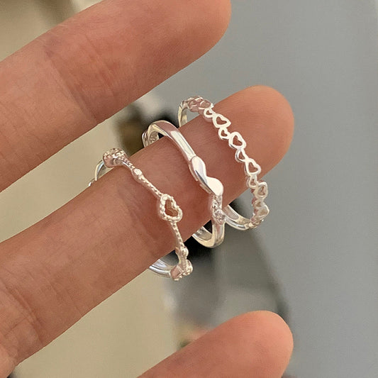 Women's Love Heart-shaped Simple Cold Style Temperament Rings